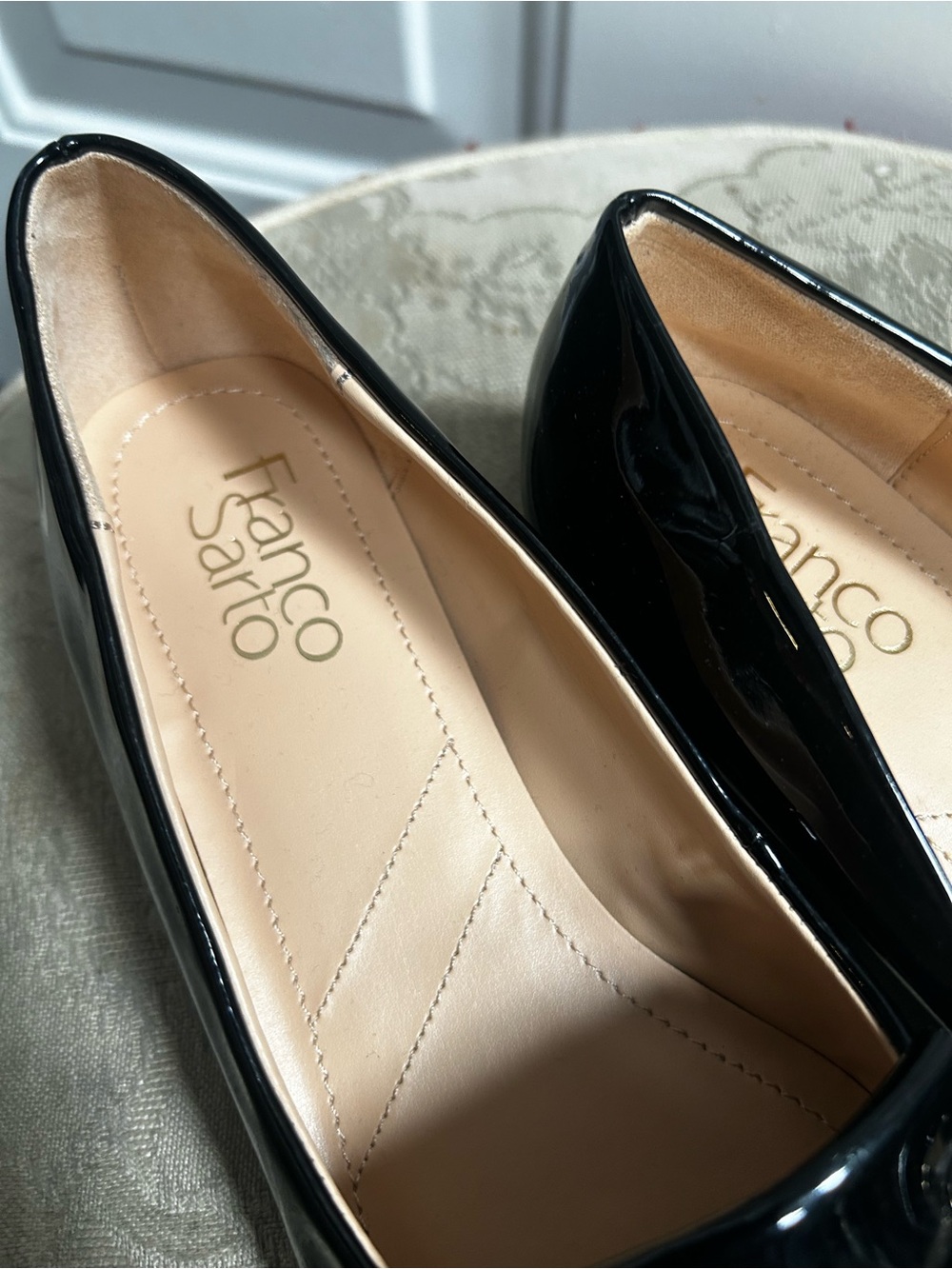 Franco Sarto Black Patent Pointed Kiltie Loafers with Metal Bit - Picture 2 of 16